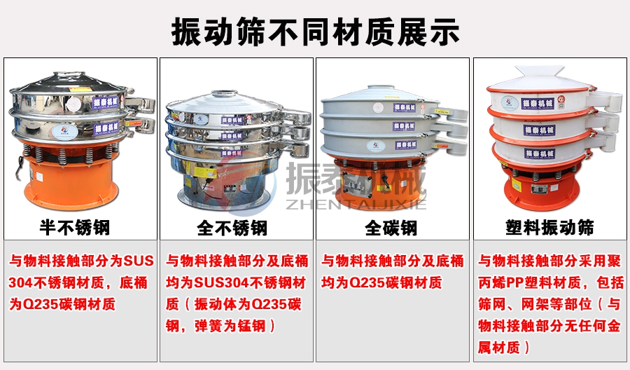 小麥粉振動篩不同材質(zhì)展示