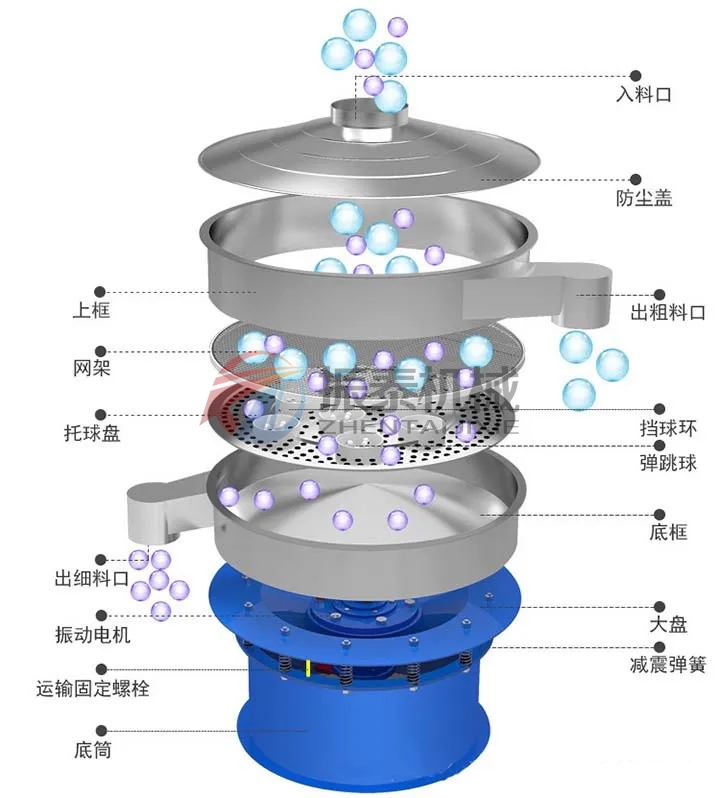 葡萄干除雜不銹鋼振動(dòng)篩結(jié)構(gòu)圖